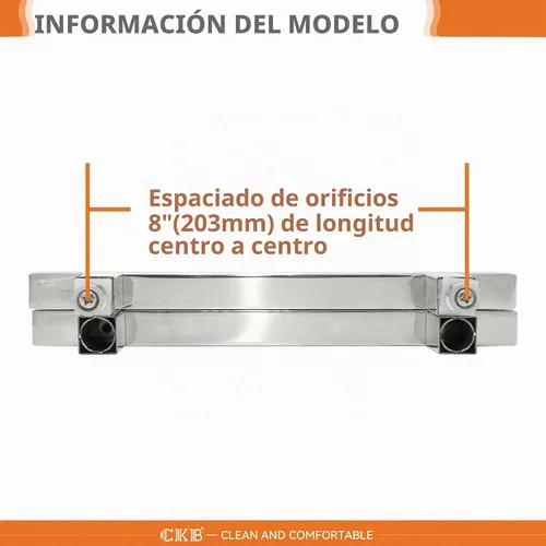 Vista 3 de CKB Manija para puerta de ducha, 8 pulgadas de espacio entre agujeros Cromo
