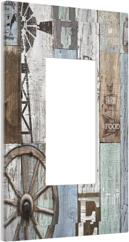 Vista 45 de Placa de pared abstracta con diseño de amanecer retro, arco iris, puesta de sol, sin dispositivo, placa de pared decorativa en blanco, placa frontal