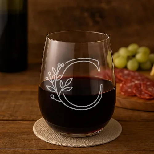 Vista 14 de On The Rox Drinks Regalos con monograma para mujeres y hombres – Letra A-Z inicial grabada monograma sin tallo, copa de vino – Regalos de vino