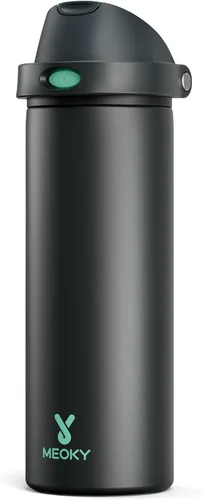 Vista 56 de Botella de agua de 24 onzas para el día de San Valentín: Botella de agua de acero inoxidable Meoky con popote y tapa de boquilla, a prueba de fugas