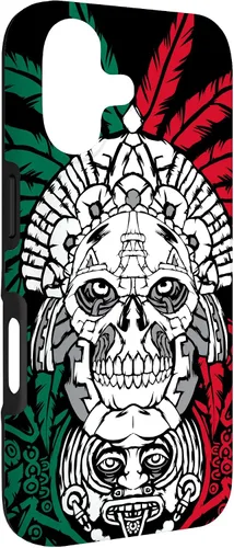 Vista 3 de Aztec Warrior Skull - Funda para iPhone 17, diseño de antepasados mexicanos