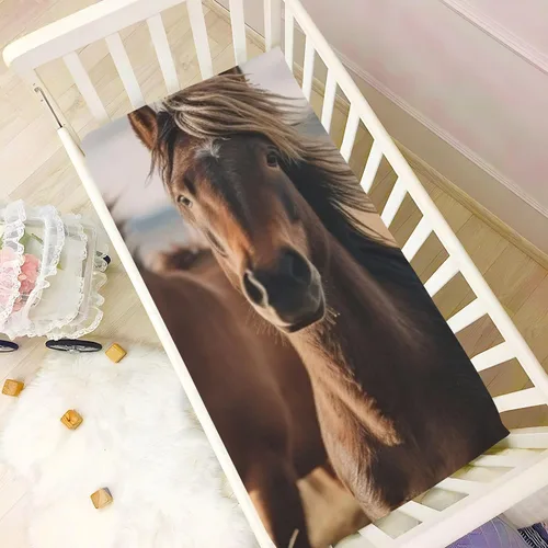 Vista 6 de Fitted Crib Sheets Wild Horses Baby Crib Sheets for Boy & Girl Toddler Mattress Sheets 21216355