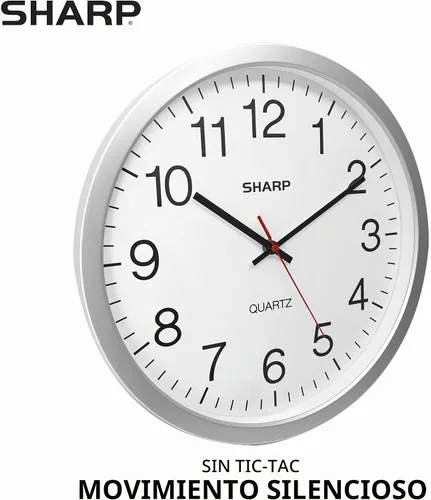 Vista 2 de Sharp Reloj de pared con batería de 14 pulgadas, silencioso, sin tictac