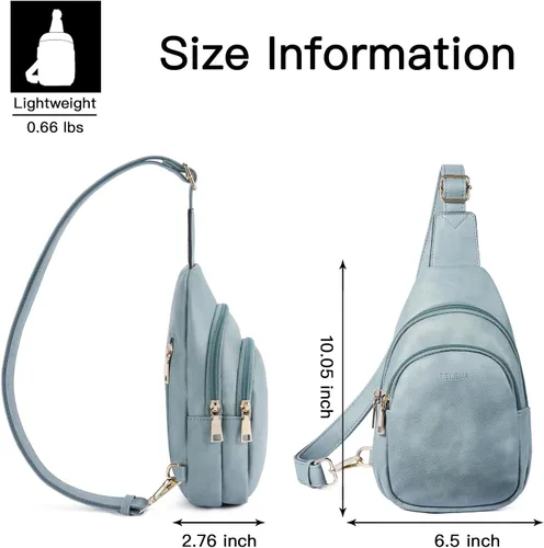Vista 132 de Telena Riñonera pequeña para mujer, de cuero, cangureras, bolsa de pecho para mujer
