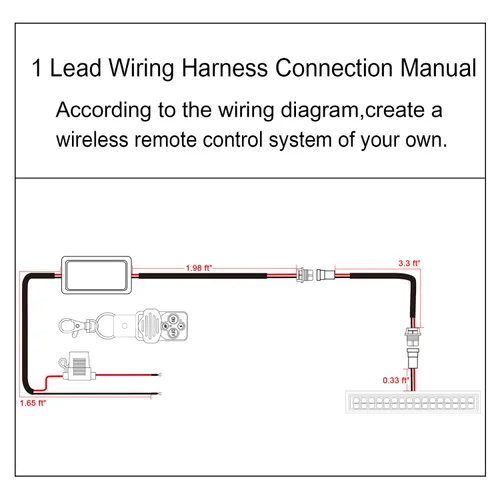 Vista 5 de Arnés de cableado de control remoto de barra de luz LED, kit de arnés de cableado de control remoto inalámbrico Jihe para barra de luz LED, luz
