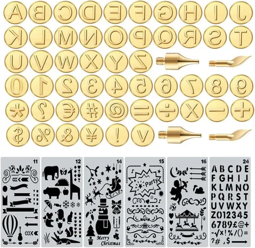 Vista 8 de Letras de madera para quemar madera, letras mayúsculas y juego de personalización para madera y otras superficies (cobre)