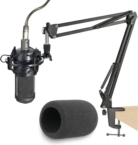Vista 3 de YOUSHARES AT2020 Soporte de Micrófono con Filtro Pop - Soporte de Brazo de Pluma de Micrófono con Parabrisas de Espuma para AT2020 USB + Micrófono