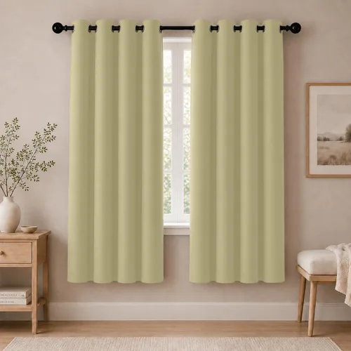 Vista 12 de Cortinas de oscurecimiento de habitación de 45 pulgadas de largo para dormitorio y sala de estar, cortinas térmicas aislantes con ojales