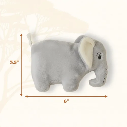 Vista 4 de Juguete de peluche prémium para perro, elefante de peluche, pequeño respetuoso con el medio ambiente 100% plástico reciclado, juguete lindo