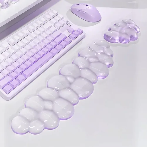 Vista 11 de Alfombrilla para mouse con reposamuñecas, juego de almohadillas de mouse de gel suave con soporte de muñeca de mano, bonitos accesorios