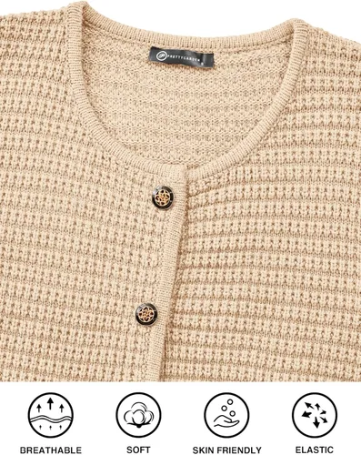 Vista 7 de PRETTYGARDEN Suéteres tipo cárdigan con frente abierto para mujer, con botones, manga larga, casual, lindas, de punto, con bolsillos