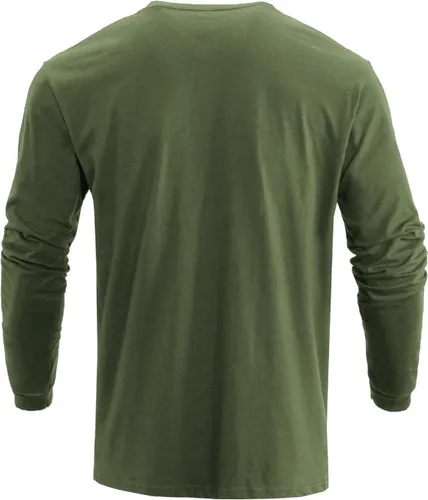 Vista 2 de H HYFOL Camisetas gráficas para hombre con la bandera de Estados Unidos de algodón de manga larga patriótica americana cuello redondo camisetas