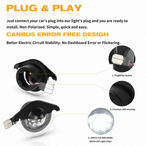 Vista 4 de Gempro - Conjunto de luz LED para placa de matrícula trasera, para camioneta Ford Mustang 1994-2004, 6000K, color blanco, paquete de 2