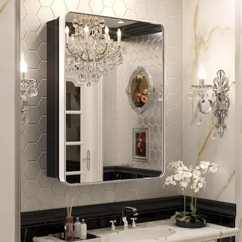 Vista 11 de Keonjinn Gabinetes de medicina delgados negros de 15 x 36 pulgadas, botiquín lateral estrecho para baño con espejo, marco de acero inoxidable