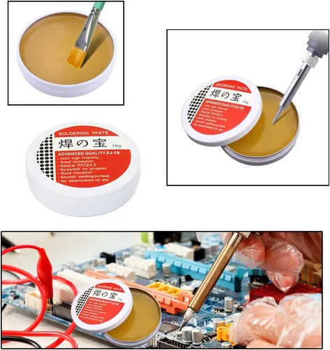 Vista 4 de Juego de herramientas de soldadura 4 en 1, limpiador de puntas de soldador + alambre de soldadura de 0.024 in (1.76 oz / 50 g) + pasta de fundente