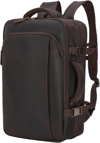 Vista 10 de Masa Kawa Mochila de cuero para laptop de 15.6 pulgadas para hombres expandible 36L viaje de negocios mochila Daypack Weekender Bag
