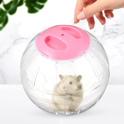 Vista 3 de POPETPOP 2 juguetes de hámster, pelota de ejercicio transparente, rueda de hámster para hámsteres enanos, mascotas pequeñas, correr para aumentar