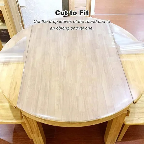 Vista 5 de Konsilsa Mantel de vinilo de PVC, redondo, transparente, fácil de limpiar, grueso, protector de mesa de escritorio, protector de mesa de larga