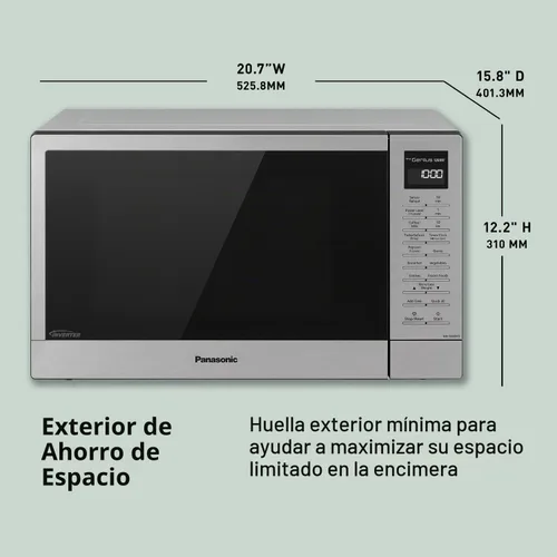 Vista 2 de Panasonic NN-SN68KS - Horno microondas compacto con potencia de 1200 W, sensor de cocción, botón de palomitas de maíz, descongelación rápida de 30