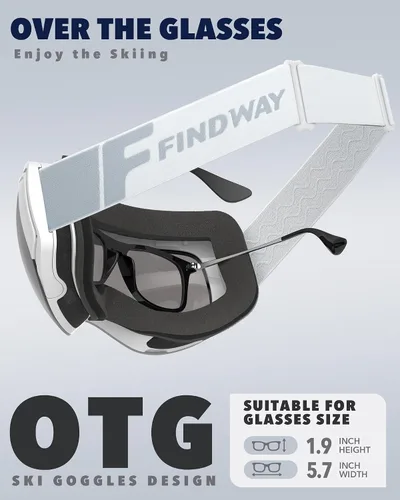 Vista 3 de findway Gafas de esquí OTG para mujeres, hombres, adultos, jóvenes - Sobre gafas, gafas de nieve - Lente intercambiable, gafas de snowboard antivaho