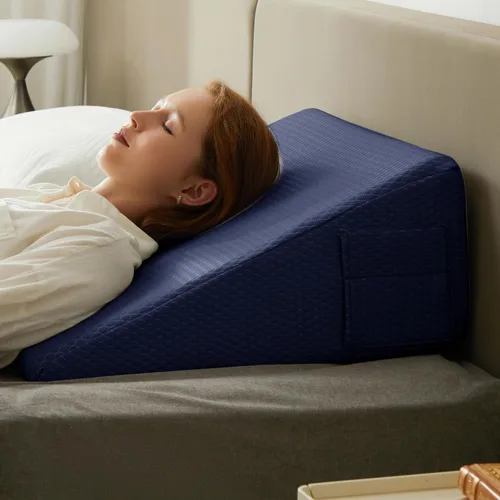 Vista 15 de Bedluxe - Almohada en forma de cuña, almohada de cuña de cama de 8 pulgadas, almohada elevada para el cuerpo para el apoyo de la espalda, reflujo