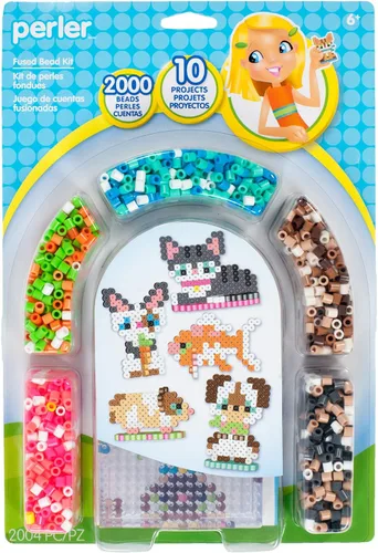 Vista 5 de Perler Juego de cuentas de fusibles de animales del bosque, 2000 piezas, 7 proyectos Arco de amigos del bosque