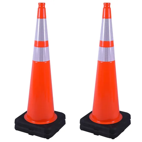 Vista 13 de OrangeStar 6 Pack 36" Conos de seguridad de tráfico, conos de estacionamiento verdes con collar reflectante, conos de construcción con base