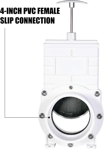 Vista 4 de Valterra, válvula de compuerta 6401, de PVC, color blanco, de 4 pulgadas