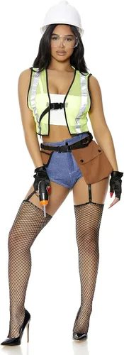Vista 4 de Forplay Disfraz de trabajador de construcción sexy para mujer en construcción Multicolor