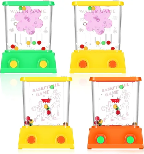Vista 8 de Gejoy Juego de 4 piezas de juguetes de agua de mano para canasta de Pascua para niños, juego de mano para lanzar anillos de agua, mini retro