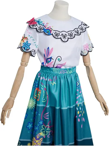 Vista 6 de Weholmy Women Girls Mirabel Dress Floral Print Full Set Cosplay Costume with Glasses for Adult