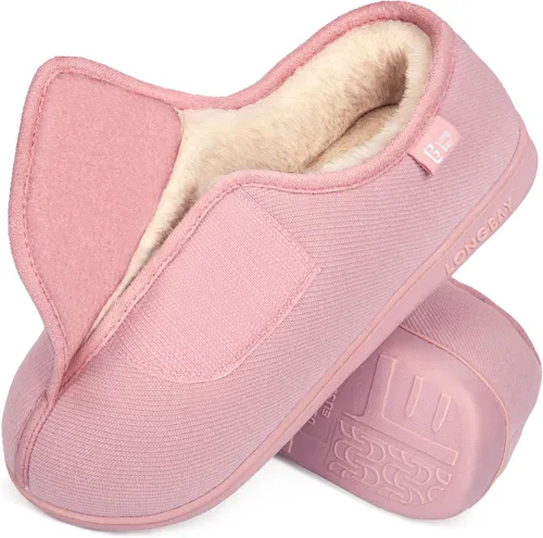 Vista 15 de LongBay Pantuflas ajustables para mujeres, de espuma viscoelástica, cómodas, anchas, zapatos de casa para diabéticos, Edema, ortopédicos