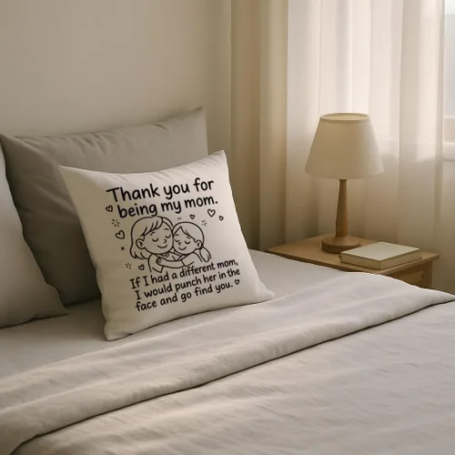 Vista 7 de Oh, Susannah, Funda de almohada con texto en inglés "Thank You for Being My Mom", perfecta (18 x 18 pulgadas)