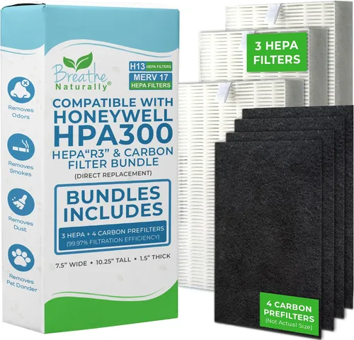 Vista 10 de Breathe Naturally Filtros de aire de repuesto "R" compatibles con el purificador de aire Honeywell serie HPA300, HPA200 y HPA100 – Filtro HEPA True