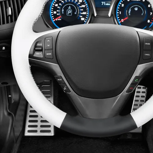 Vista 3 de MEWANT Funda cosida para volante Hyundai Genesis Coupe 2010-2016/Accesorios de volante para Hyundai Genesis Coupe