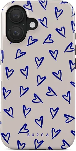 Vista 73 de BURGA-Funda p/teléfono compatible c/iPhone 14 Plus, carcasa rígida híbrida de 2 capas + Funda protectora de silicona, almendras latte a lunares
