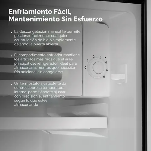 Vista 7 de Kenmore - Refrigerador compacto con enfriador de 3.5 pies cúbicos, color negro Estante para 6 latas, estantería de vidrio ajustable, puerta