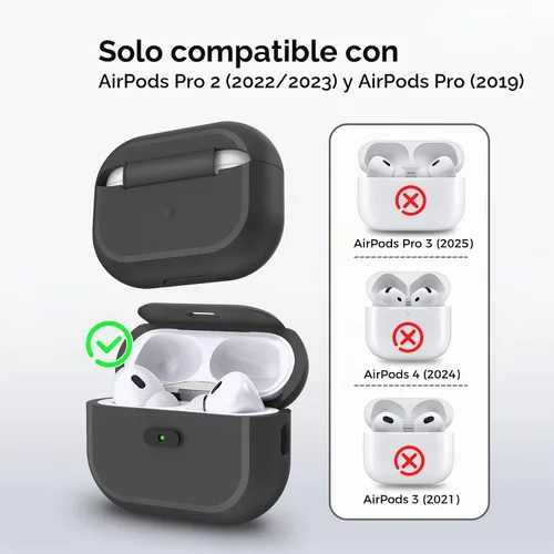 Vista 2 de TRONWIN Funda para AirPods Pro 2, [con bloqueo] Funda para AirPods Pro de una pieza (2ª/1ª generación), funda protectora completa de silicona suave