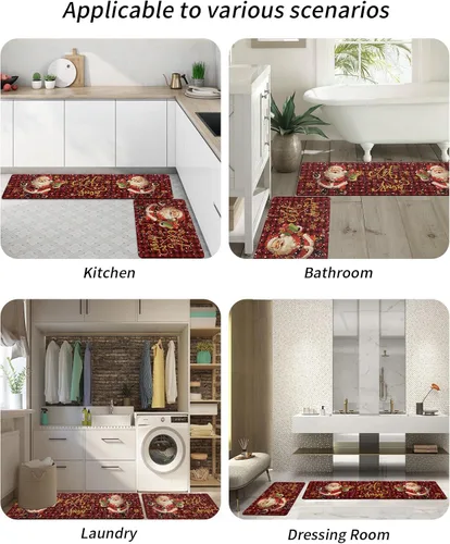 Vista 6 de Tapete de baño de Navidad para bañera, antideslizante, de secado rápido y absorbente, tierra de diatomeas, fregadero, dormitorio, cocina, lavable