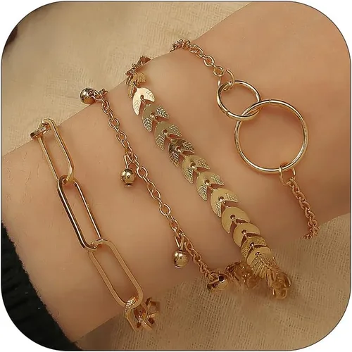 Vista 42 de Long tiantian Pulsera de oro gruesa para mujer, pulseras de oro delicadas, pulseras para mujer, pulseras apilables de eslabones de cadena