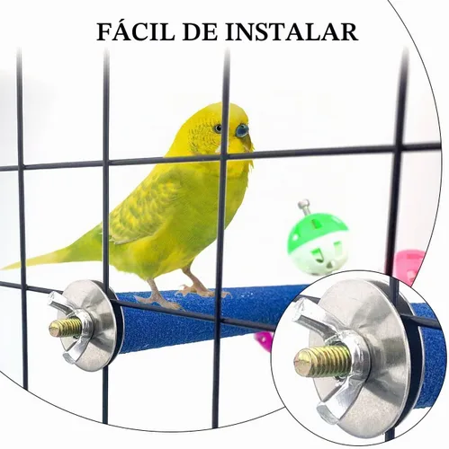 Vista 4 de FlidRunest Juguete de perca con bolas giratorias para pájaros, juguete natural de perca de loro de superficie rugosa, bolas de campana de pájaro