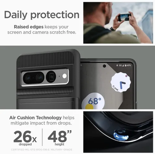 Vista 4 de Spigen Slim Armor CS - Funda diseñada para Pixel 7 Pro (2022), color negro