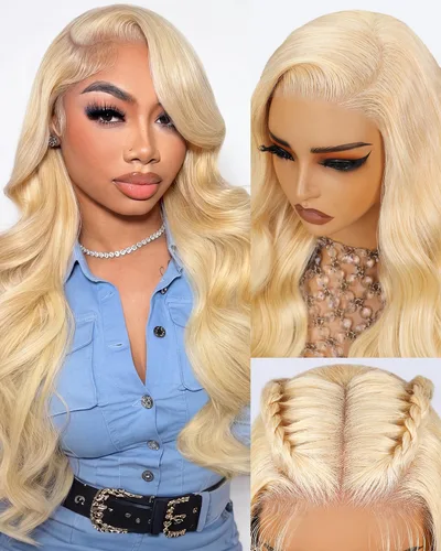Vista 13 de Arabella 20/Rubio Ceniza Ombre Pelucas de encaje frontal 5x6 de cabello humano, listas para usar, sin pegamento, pelucas de cabello humano