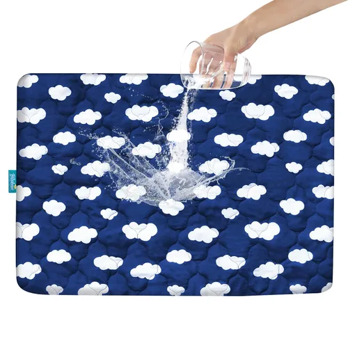 Vista 25 de Sábana impermeable para Pack 'n Play acolchada, protector de sábana de 39 x 27 pulgadas, compatible con colchones para bebés plegables y cunas