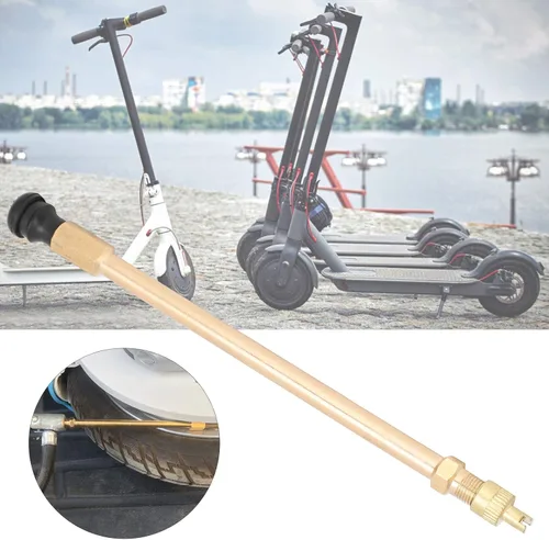 Vista 3 de Reemplazo de válvula de neumático sin cámara, vástagos de válvula de goma con adaptador de extensión de válvula de neumático, apto para scooter