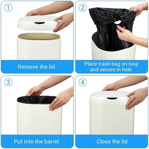Vista 4 de Cubo de basura con sensor de movimiento de 8 galones con tapa, cubo de basura automático sin contacto, 30 litros inteligente de acero inoxidable
