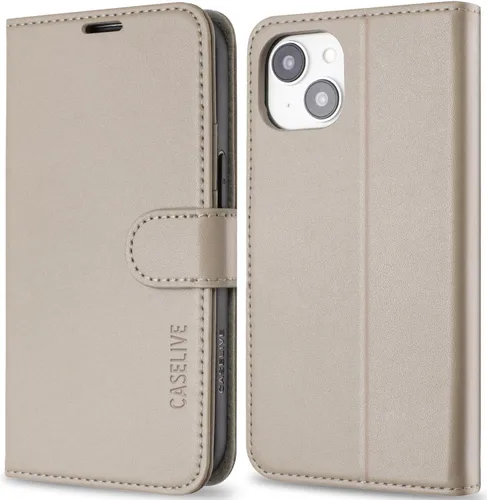 Vista 8 de Funda tipo cartera para iPhone 13/iPhone 14 con tarjetero [funda de cuero de alta calidad] [bloqueo RFID]