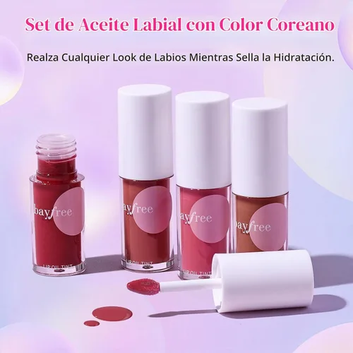 Vista 9 de bayfree Juego de manchas de aceite de labios tintado, 4 tonos, brillo