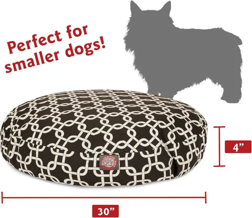 Vista 3 de Cama para mascotas redonda, amarilla, para exterior Majestic, Negro
