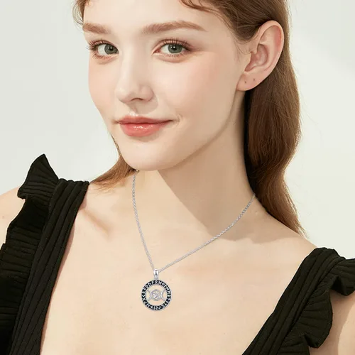 Vista 2 de Coachuhhar Triple Moon Goddess Celtic Necklace for Women 925 Sterling Silver MoonstonePentagramRune Pendant Wiccan Pagan Jewelry Gifts for Girls